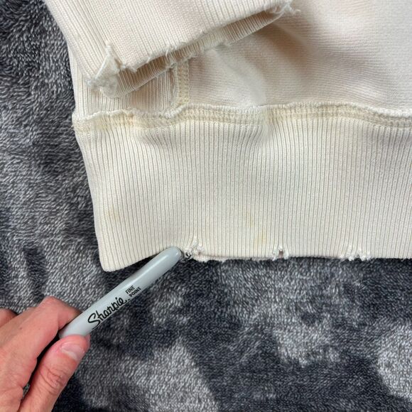 Vtg Y2K Abercrombie & Fitch Waffle Hoodie Pullover Spellout Distressed Men's L* - Picture 14 of 16